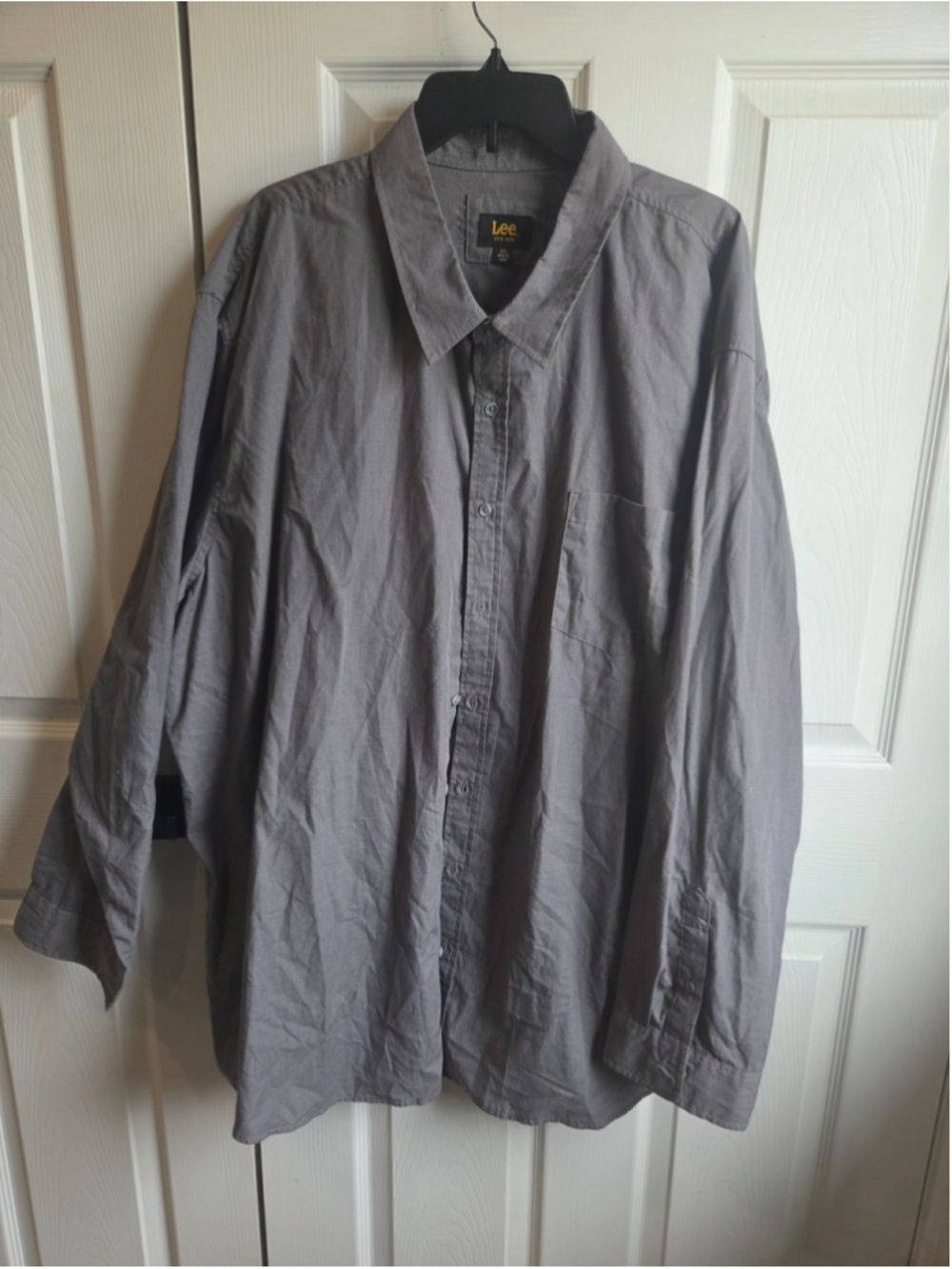 Men's Lee Casual Button Down Shirt Grey 3XL